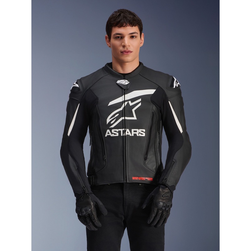 GP Plus V4 Leather Jacket|48|50|52|54|56|58|60|Black/White