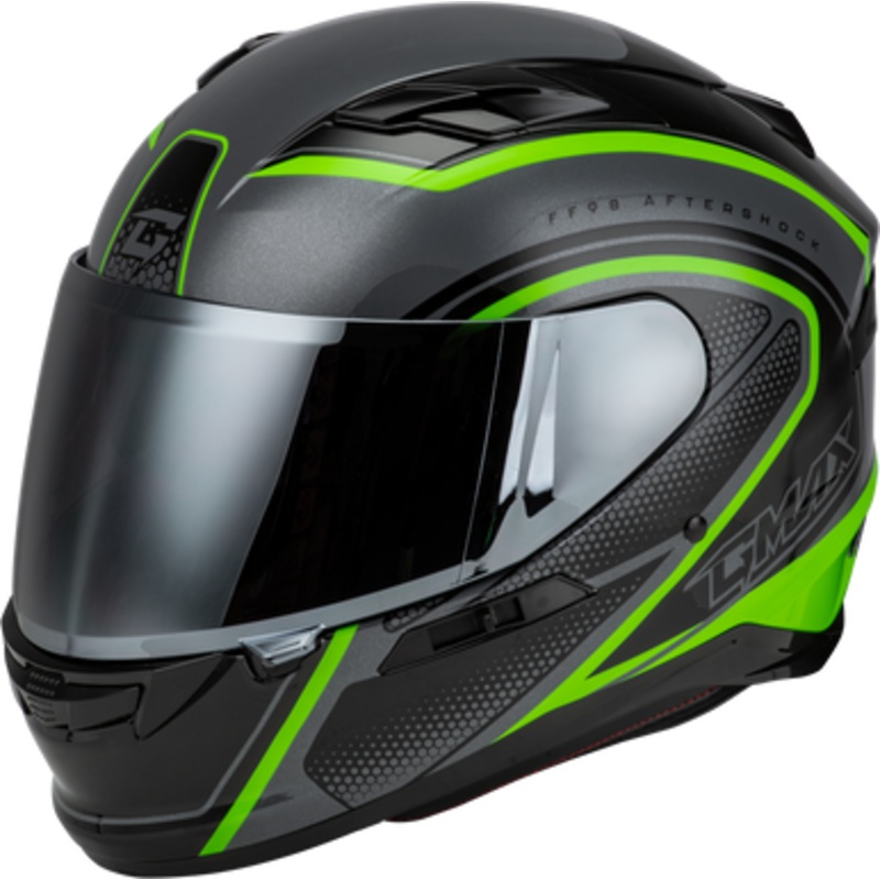GMAX FF-98 Aftershock Helmet – Grey/Neon Green