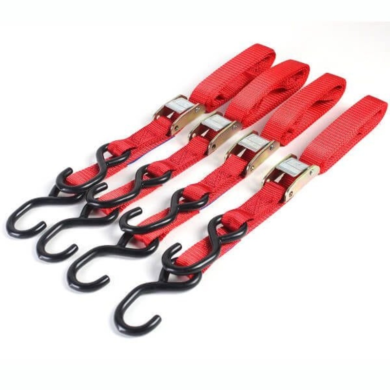 Bike It Tiedown 4 Piece Autolock – Red: 1.8mx25mm