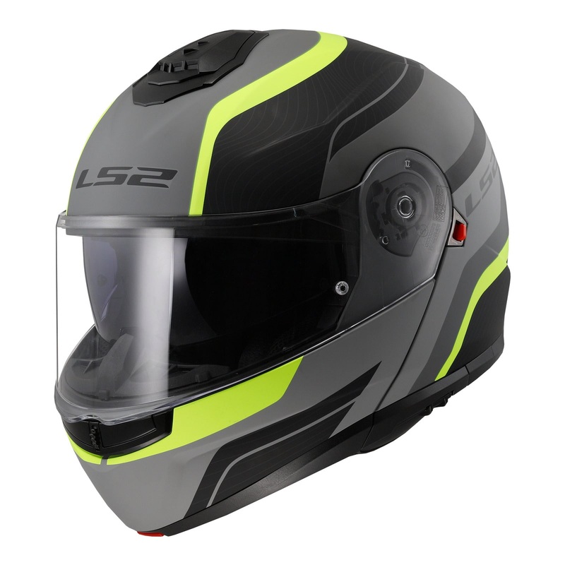 LS2 FF908 Strobe II Monza Flip Front Helmets – Matte Black / Hi-Vis Yellow 06 Size Small 56cm