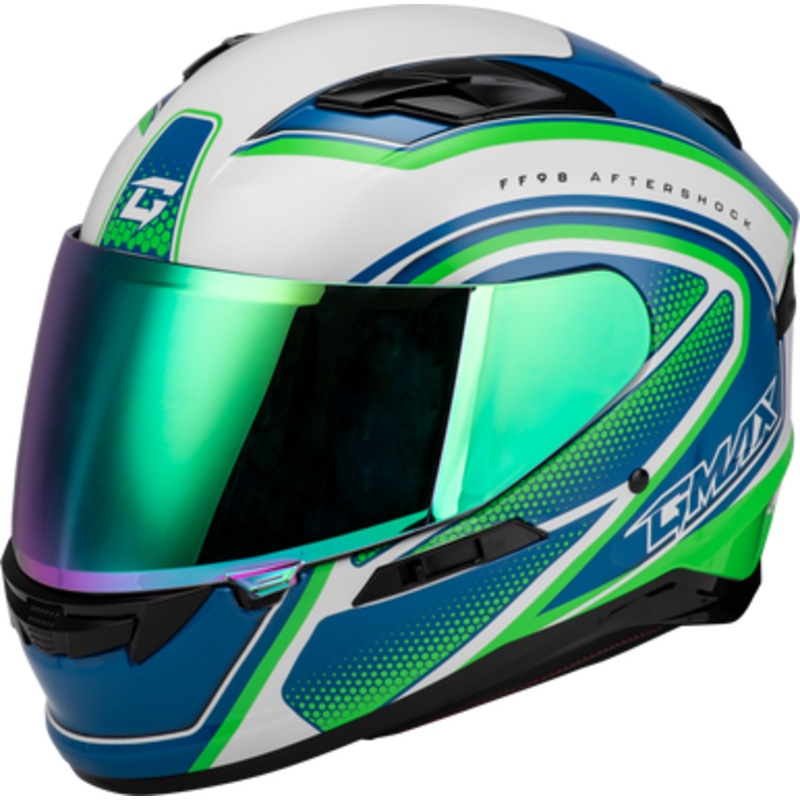 GMAX FF-98 Aftershock Helmet – White/Neon Green