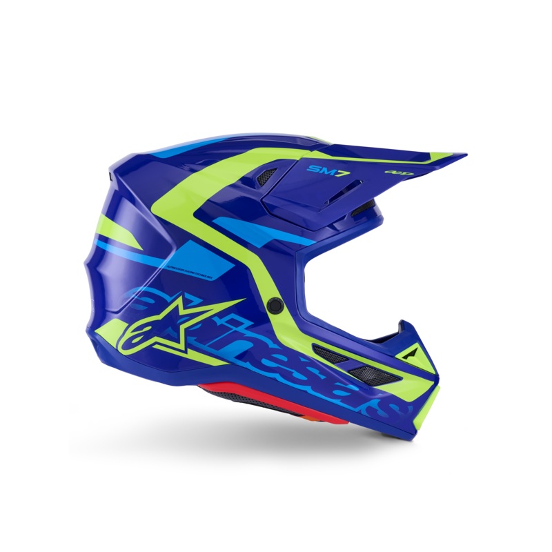 S-M7 Deed Helmet ECE06/DOT|XS|S|M|L|XL|2XL|Blue/Yellow Fluo Glossy