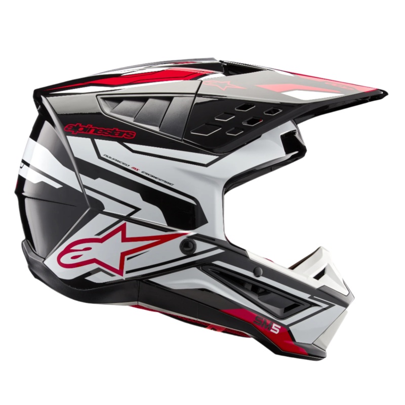 SM5 Action 2 Helmet ECE|XS|S|M|L|XL|2XL|Black/White/Bright Red Glossy