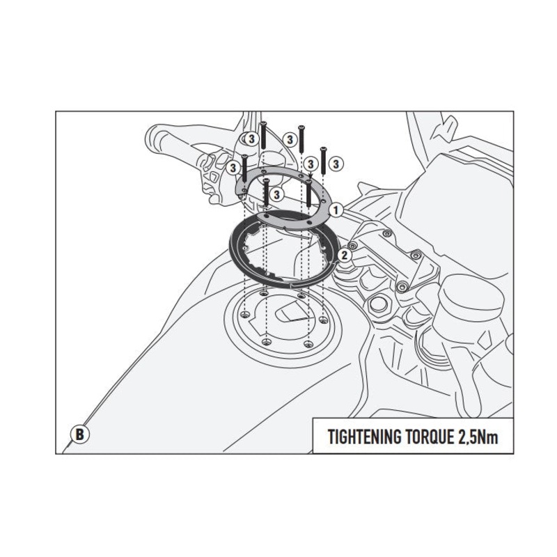 Givi Tanklock Flange Triumph Tiger 1200 Gt Explorer ’22-> BF74
