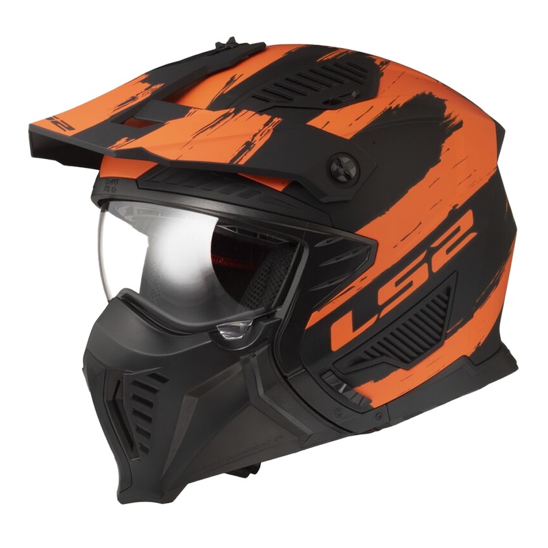 LS2 OF606 Drifter (ECE-22.06) Mud – Matt Black/Orange
