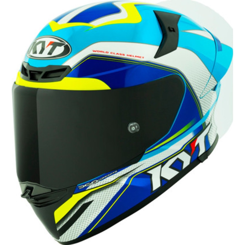 KYT TT-Revo Grand Prix White Light Blue Helmet