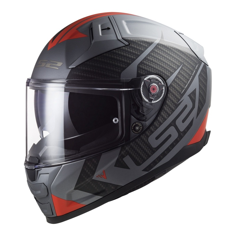 LS2 F881 Vector II Splitter Helmets – Matte Titanium / Red Size Large 60cm