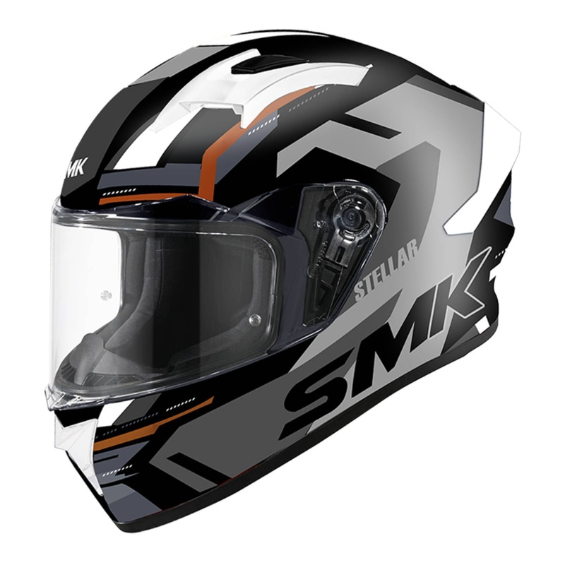 SMK Stellar K Power – Black / Grey / Orange Road Helmet Size XS 54cm