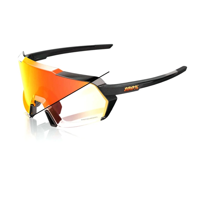 100% Korbin Glasses Gloss Metallic Black/Orange Flash Mirror Photochromic Lens