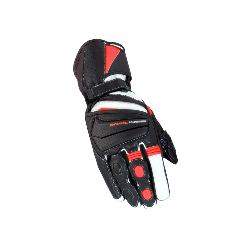 Bike It Crossfire Summer Road Leather Gloves Black / Red