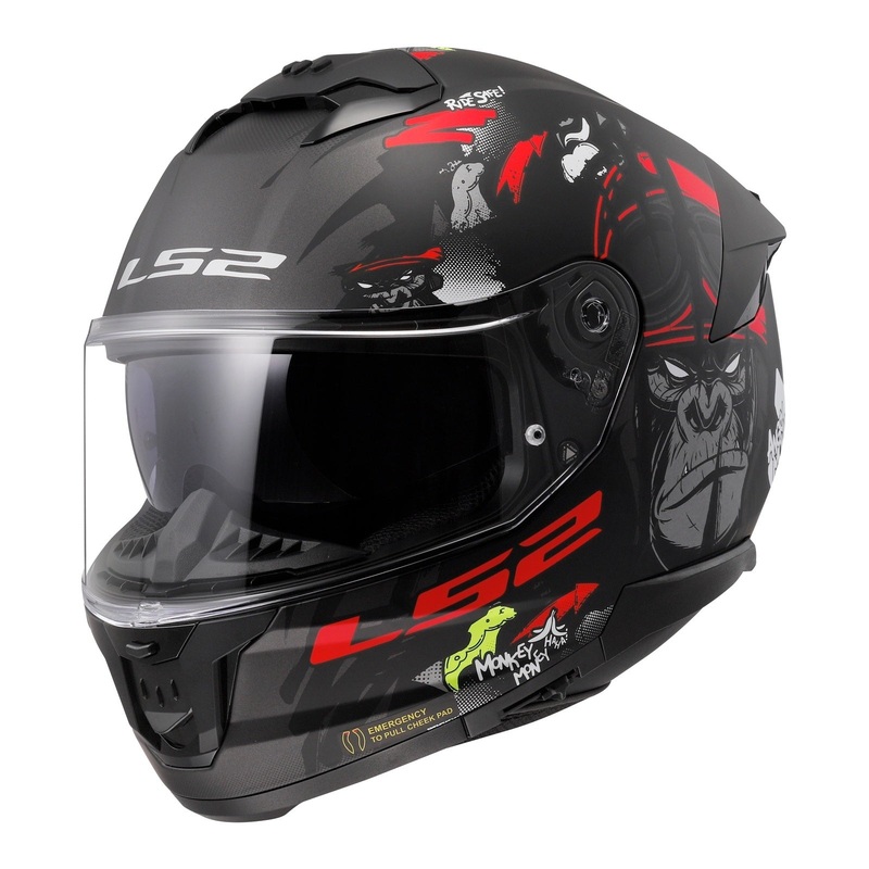 LS2 FF808 Stream II Angry Monkey Helmets – Matte Black / Red 06 Size 2XL 64cm