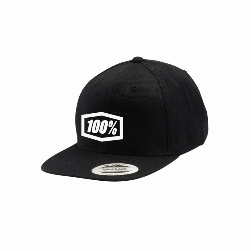 100% Classic Snapback Hat Black