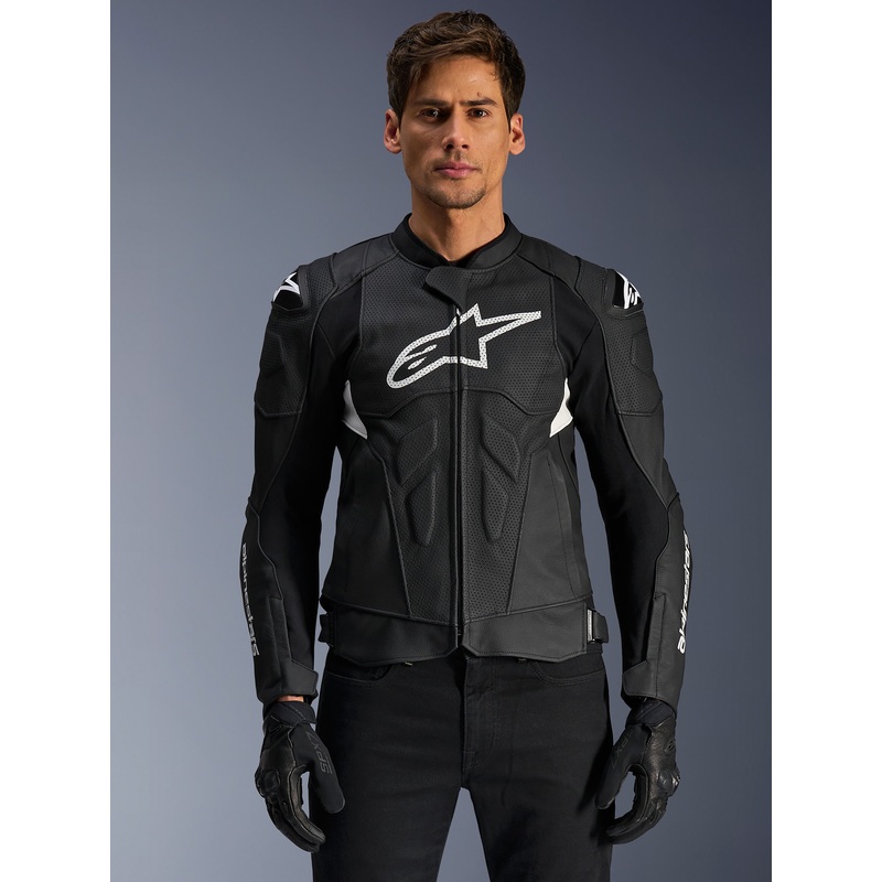 Dusk Airflow Leather Jacket|46|48|50|52|54|56|58|60|62|Black/White