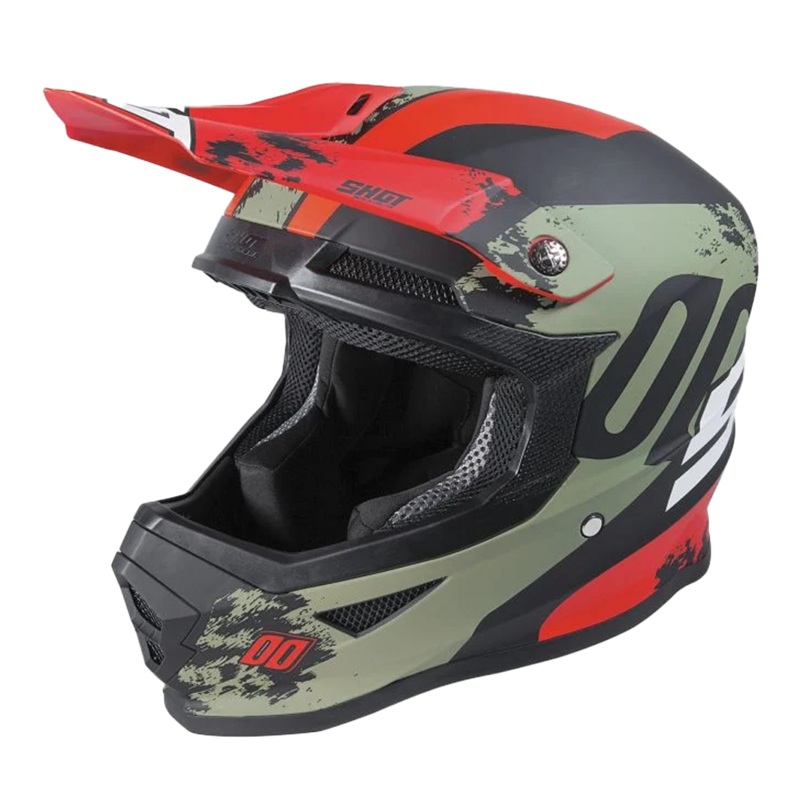 Shot Furious MX Helmet – Shadow – Matt Khaki/Red