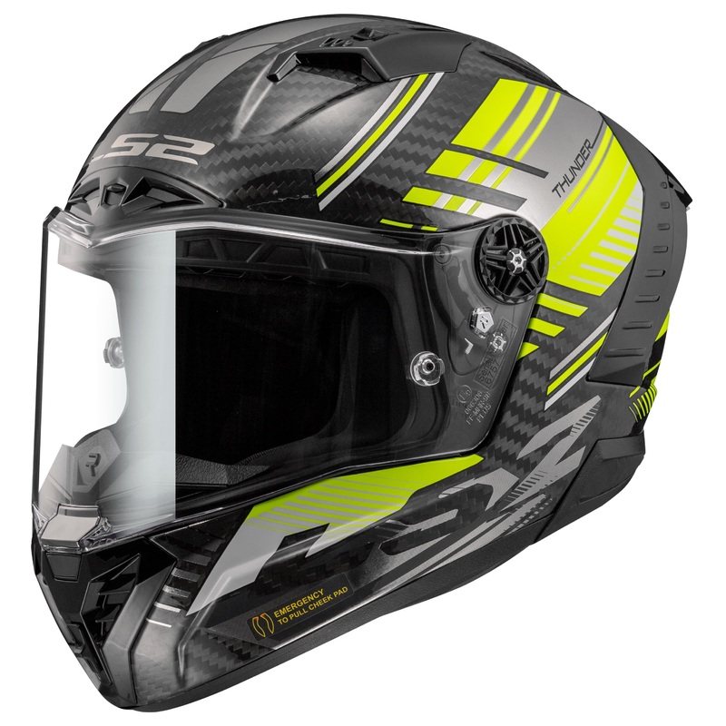 LS2 FF805 Thunder Carbon Volt – Black / Hi-Vis Yellow Road Helmet Size 2XL 64cm