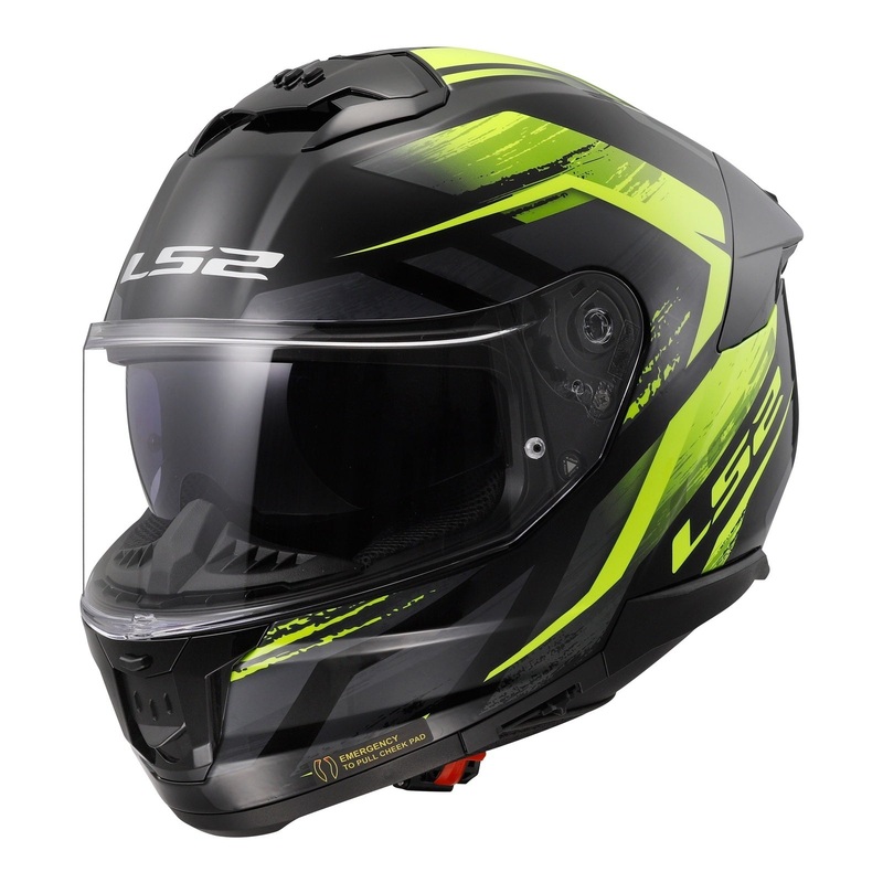 LS2 FF808 Stream II Fury – Black / Hi-Vis Yellow 06 Size XS 54cm