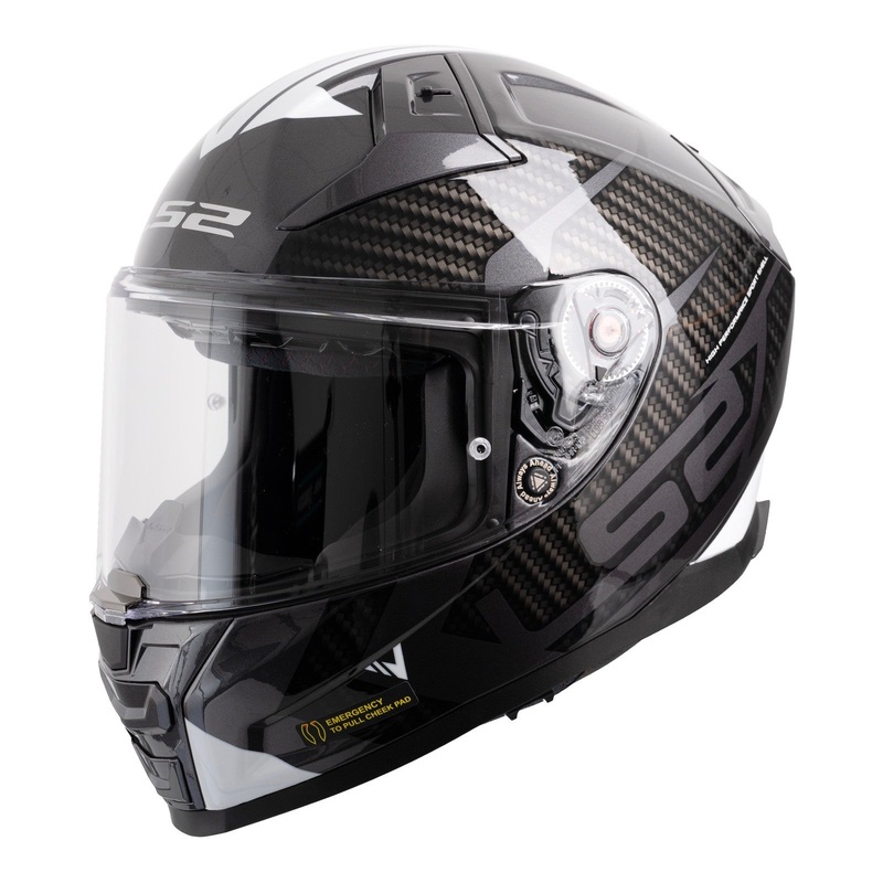 LS2 FF811 Vector II Splitter Helmets – Gloss Black / White 06 Size Large 60cm