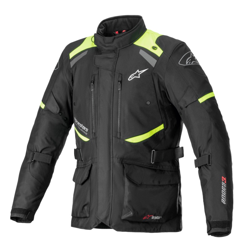 Andes V3 Drystar Jacket|S|M|L|XL|2XL|3XL|4XL|Black/Yellow Fluo