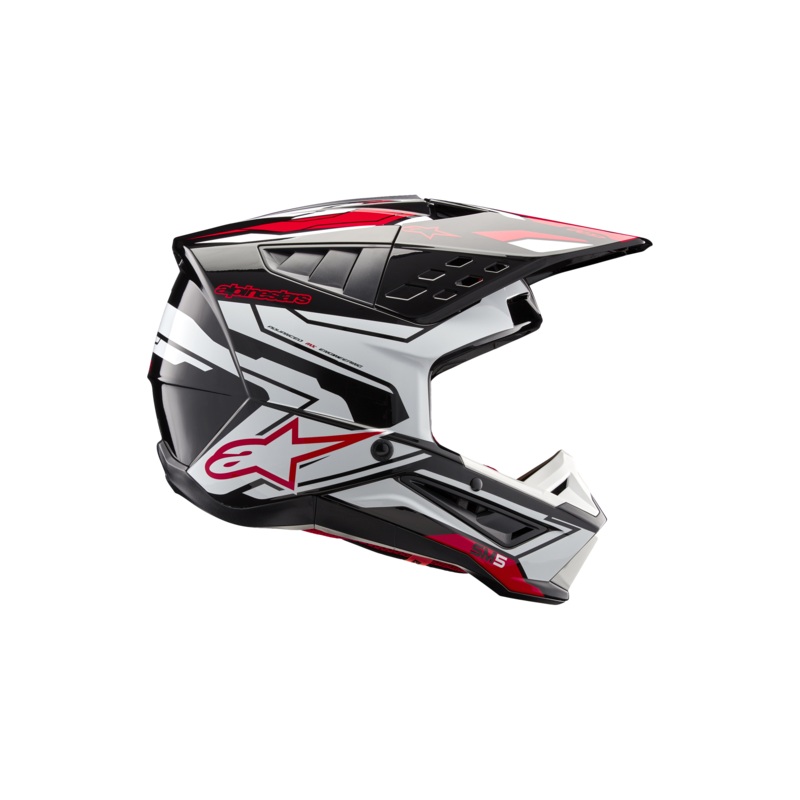 SM5 Action 2 Helmet|XS|S|M|L|XL|2XL|Black/White/Bright Red Glossy