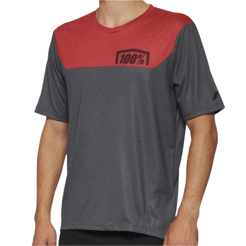 100% Airmatic Short Sleeves Cycle Jersey Charcoal / Racer Red