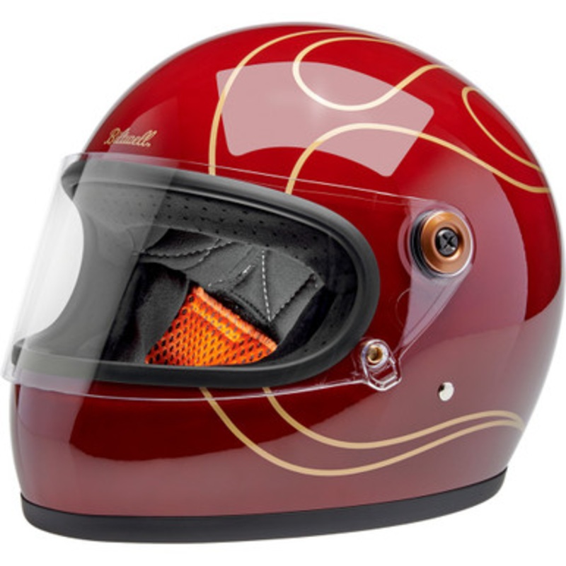 BILTWELL Gringo S Flames Garnet Red Helmet