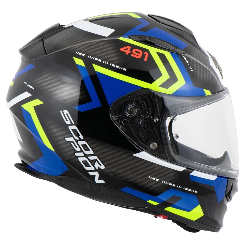 Scorpion EXO-491 SPIN Black Blue Neon Yellow Road Helmet Size XL 62cm