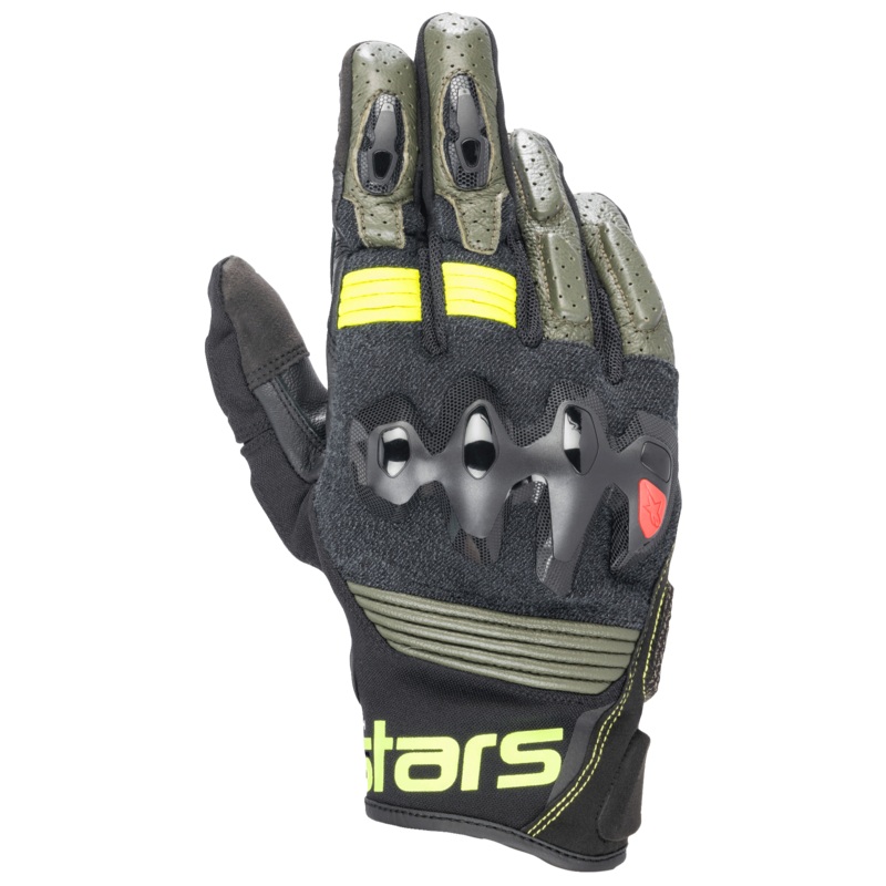 Halo Leather Gloves|S|M|L|XL|2XL|3XL|Forest Black/Yellow Fluo