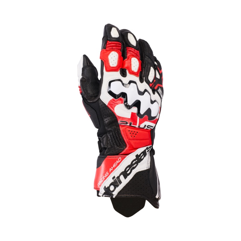 GP Plus R V3 Leather Gloves|S|M|L|XL|2XL|Black/White/Bright Red