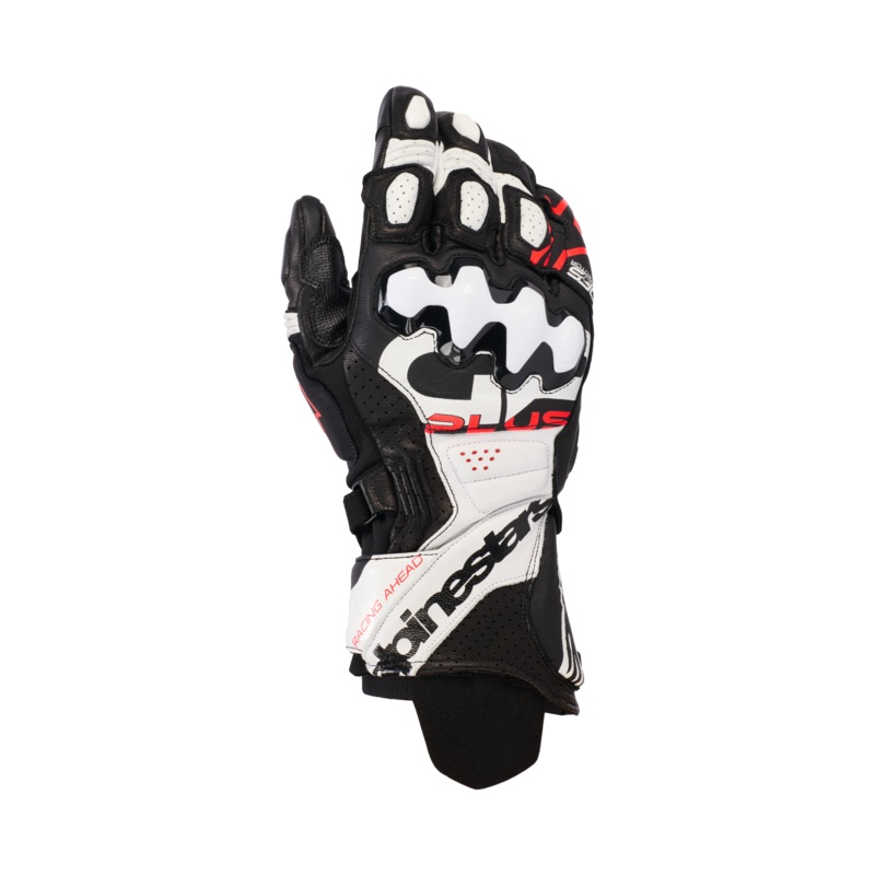 GP Plus R V3 Leather Gloves|S|M|L|XL|2XL|Black/White/Red Fluo
