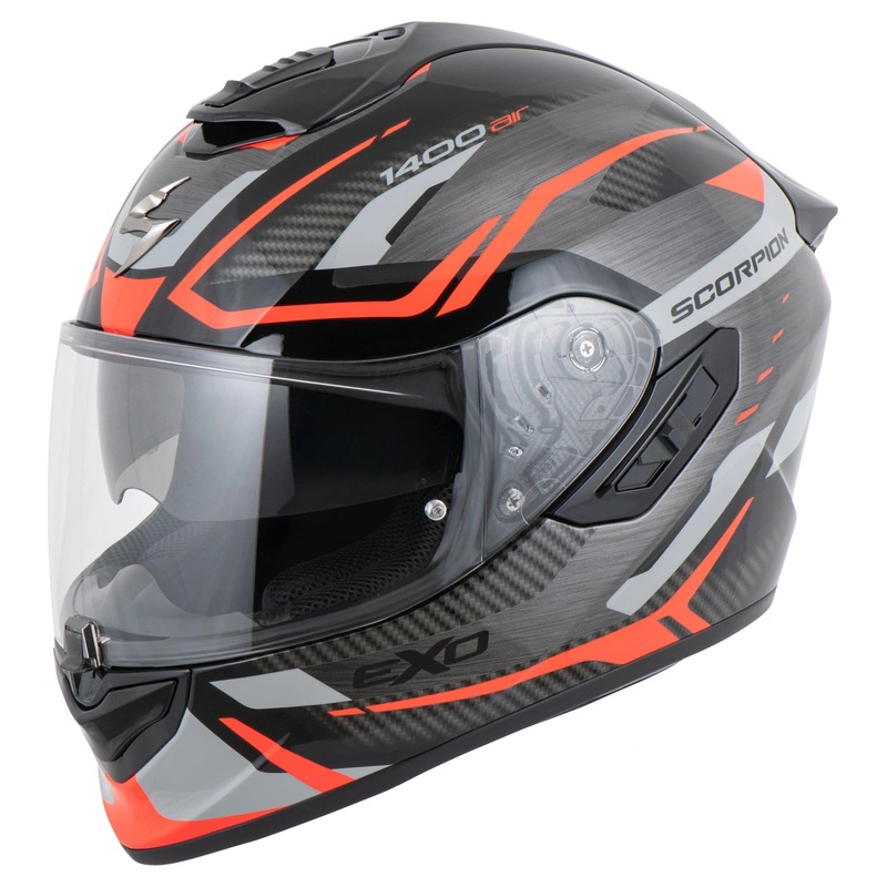 Scorpion EXO-1400 EVO II AIR ACCORD Grey Red Road Helmet Size Large 60cm