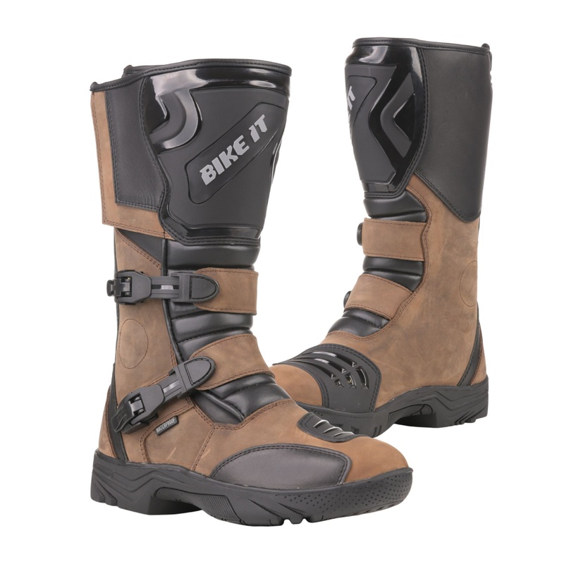 Bike It Triple-Black Motorcycle Adventure Boots – Brown